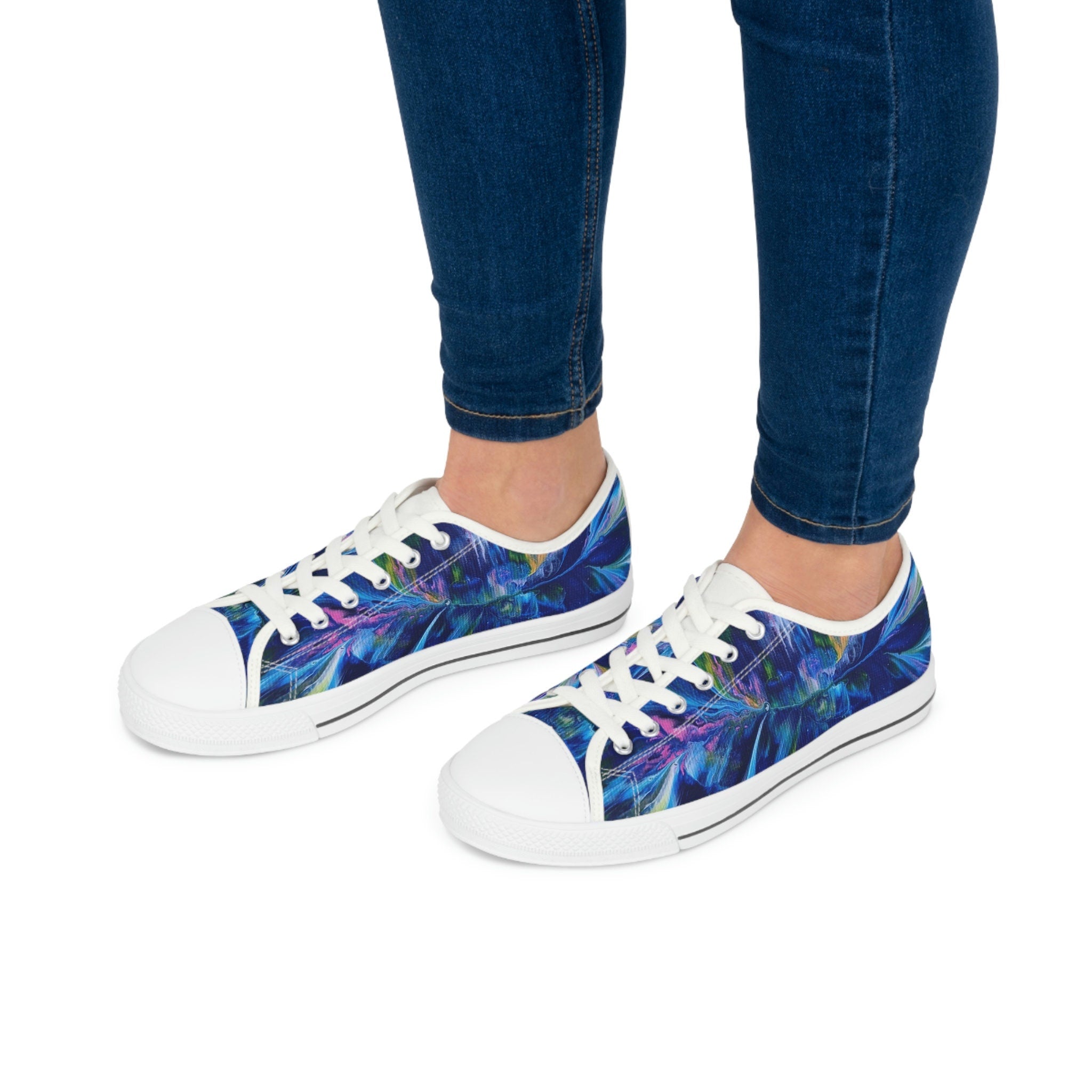 Tide Bloom Low Top Sneakers – Unisex Sea Swirl Canvas Shoes with Memory Foam