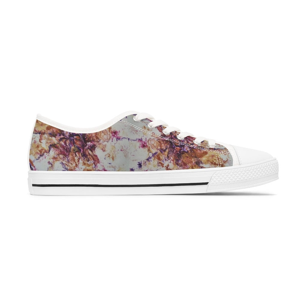 Mystic Swirl Women’s Canvas Sneakers – Abstract Marble Low Tops for Artistic Style & Comfort