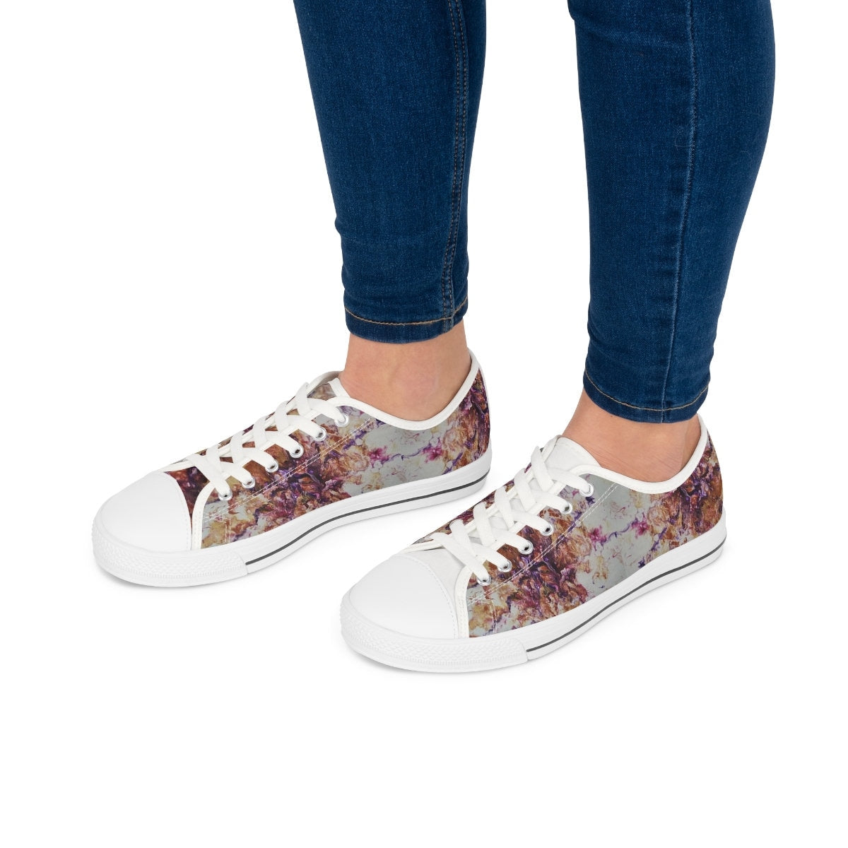 Mystic Swirl Women’s Canvas Sneakers – Abstract Marble Low Tops for Artistic Style & Comfort