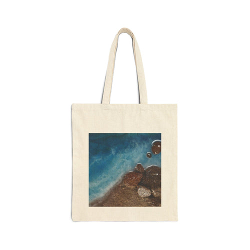 Beach Pebbles Illustration Tote Bag | Coastal Canvas Market Bag