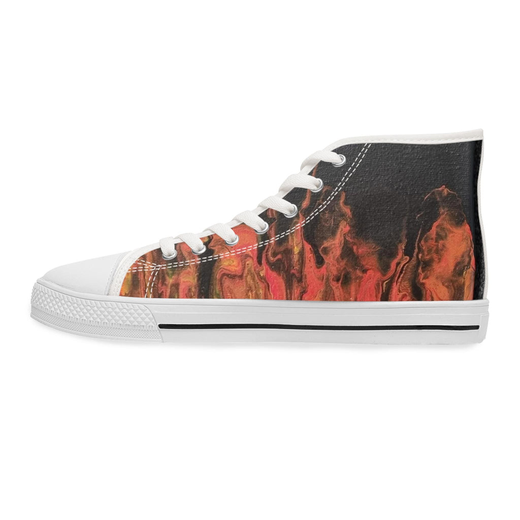 Street Style Flame Unisex Sneakers – High-Top Canvas Shoes – Hot Print for Bold Souls