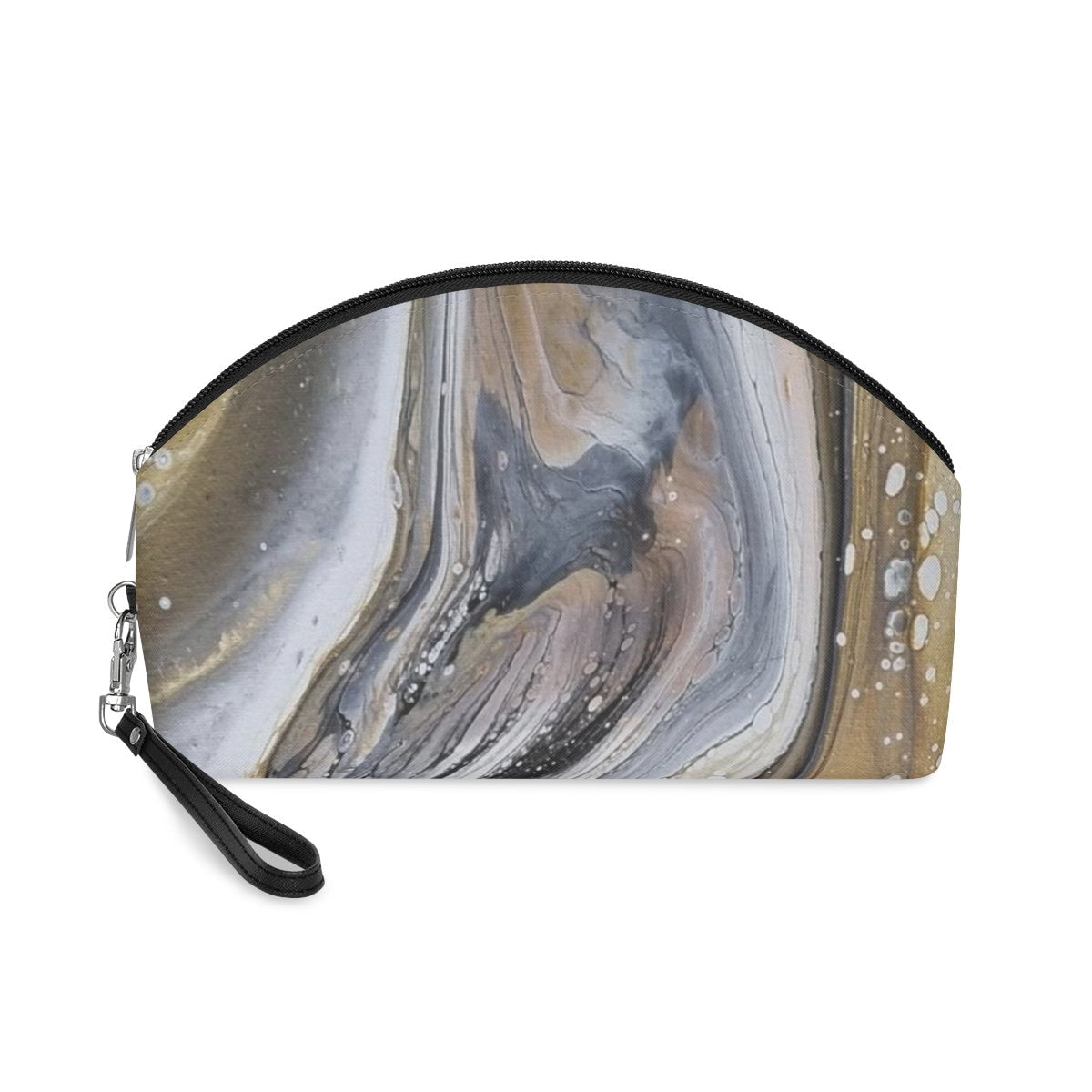 Makeup Travel Case – Oyster Drift Abstract Coastal Design, Eco-Friendly Organizer for Brushes & Essentials