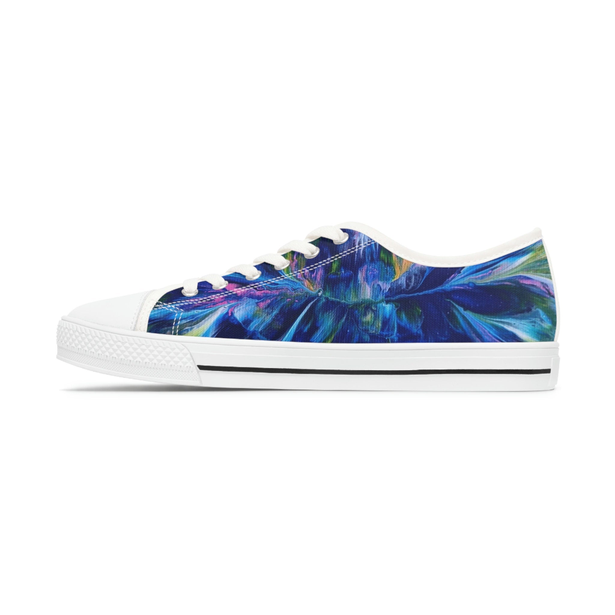 Tide Bloom Low Top Sneakers – Unisex Sea Swirl Canvas Shoes with Memory Foam