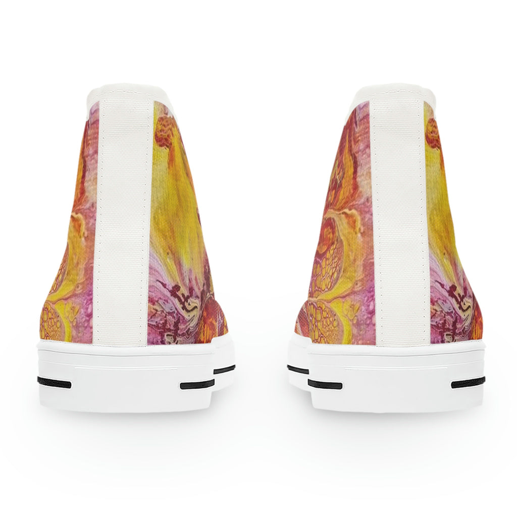 Sunset Swirl High Top Sneakers – Unisex Artistic Canvas Shoes with Memory Foam