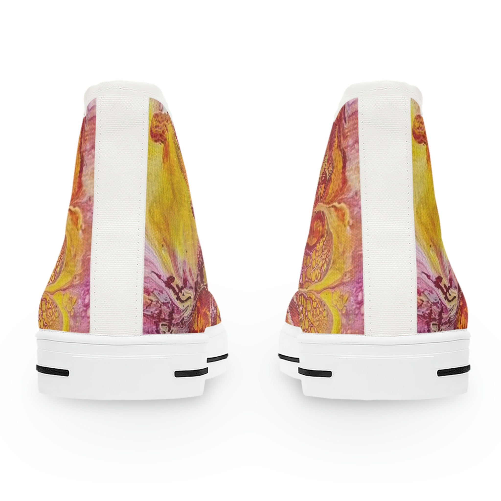 Sunset Swirl High Top Sneakers – Unisex Artistic Canvas Shoes with Memory Foam