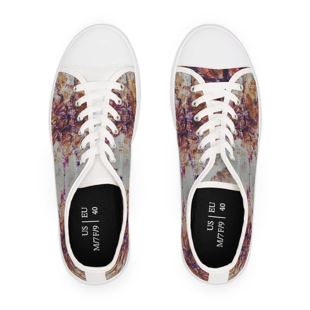 Mystic Swirl Women’s Canvas Sneakers – Abstract Marble Low Tops for Artistic Style & Comfort