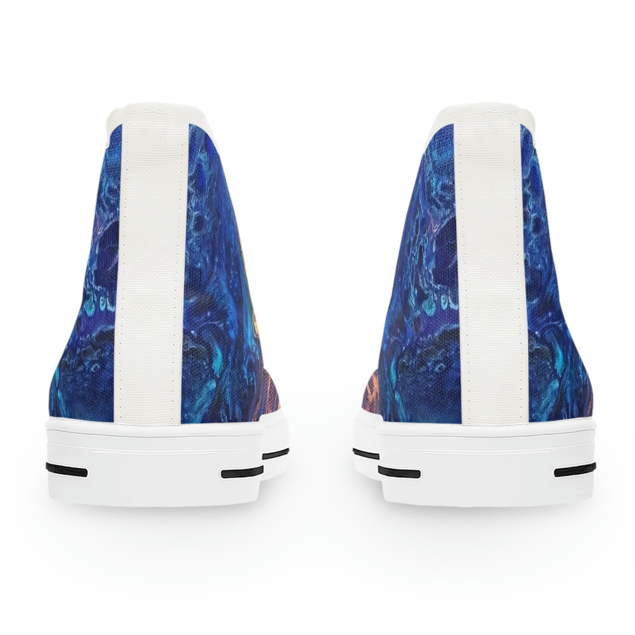 High-Top Sneakers – Artistic Canvas Shoes with Marbled Design – Unisex Streetwear
