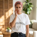 Wholeness arched text T-Shirt | minimalist est.1995 design