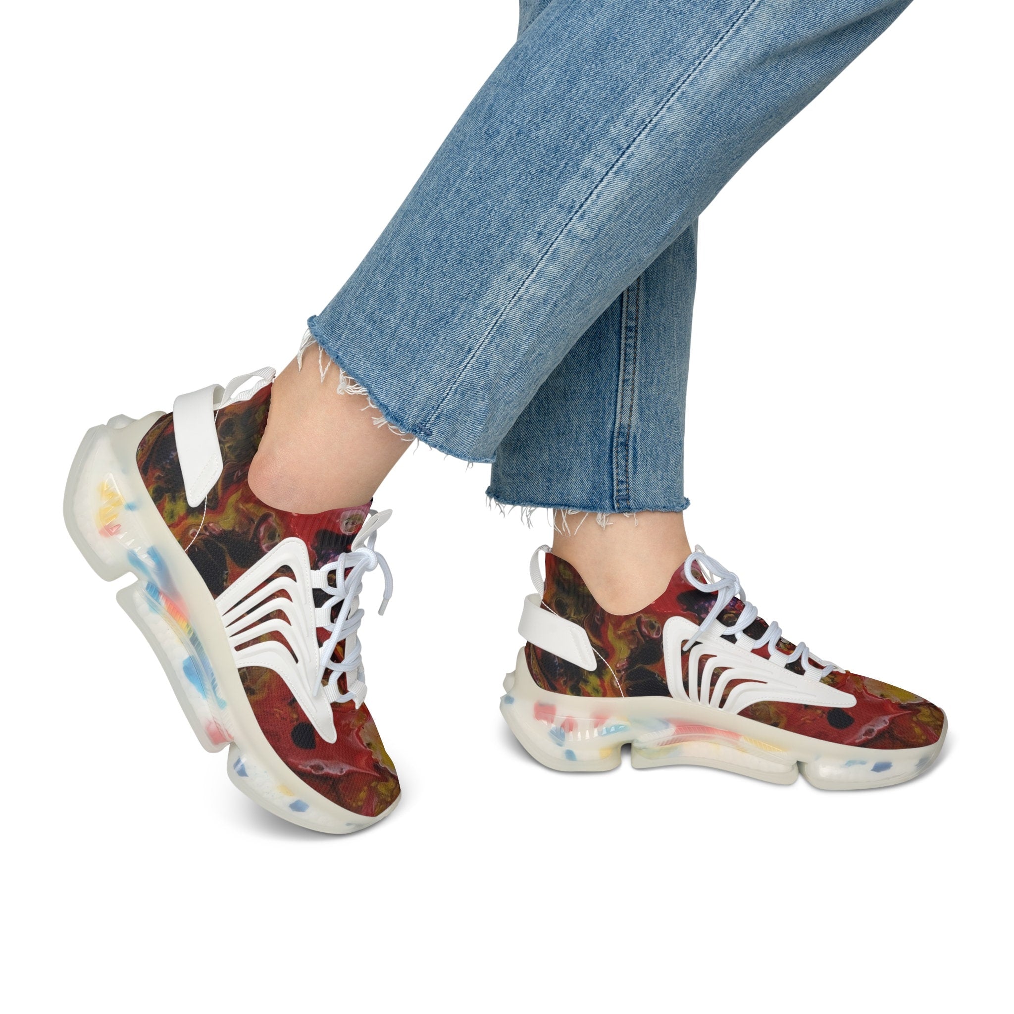Red Rust Mesh Knit Sneakers – Unisex Lightweight Breathable Shoes for Casual & Active Wear
