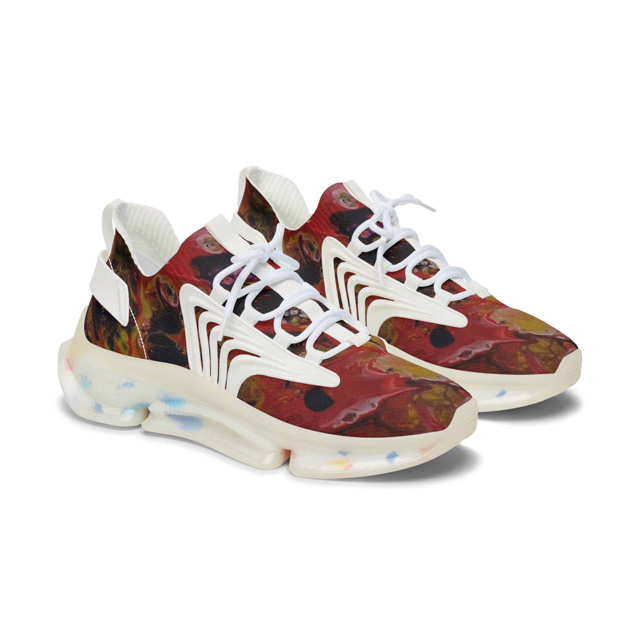 Red Rust Mesh Knit Sneakers – Unisex Lightweight Breathable Shoes for Casual & Active Wear