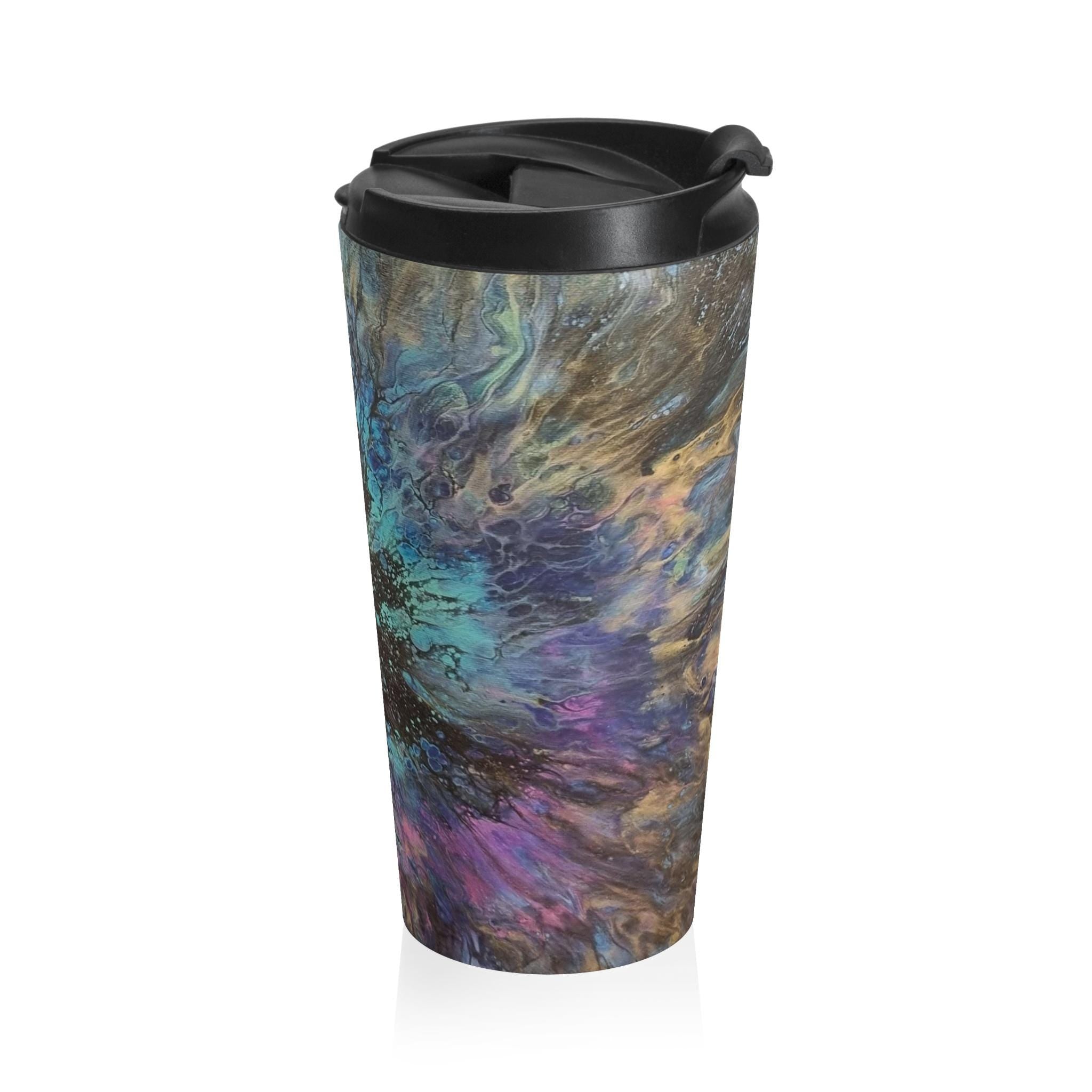 Abstract Blue Nebula Stainless Steel Travel Mug | Galaxy Swirl Tumbler
