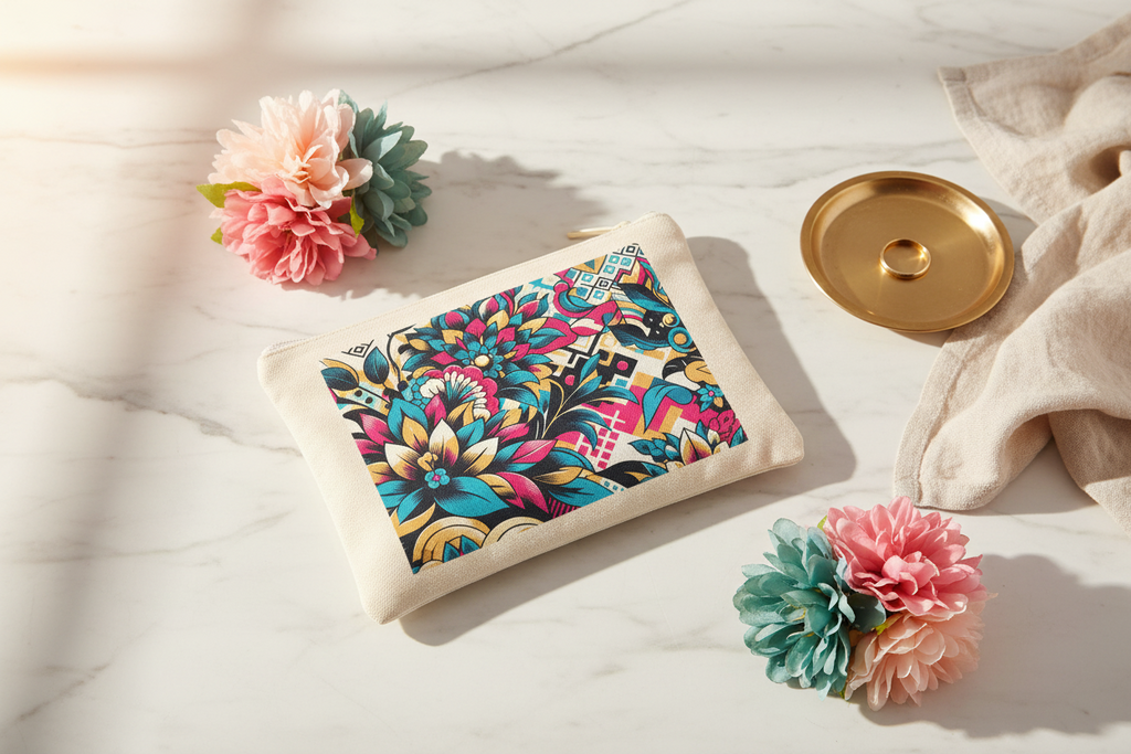 Floral Mandala Accessory Zipper Pouch / Makeup Bag